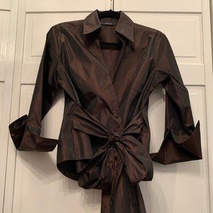 ZARA BASIC Wrap Top in Metallic Brown